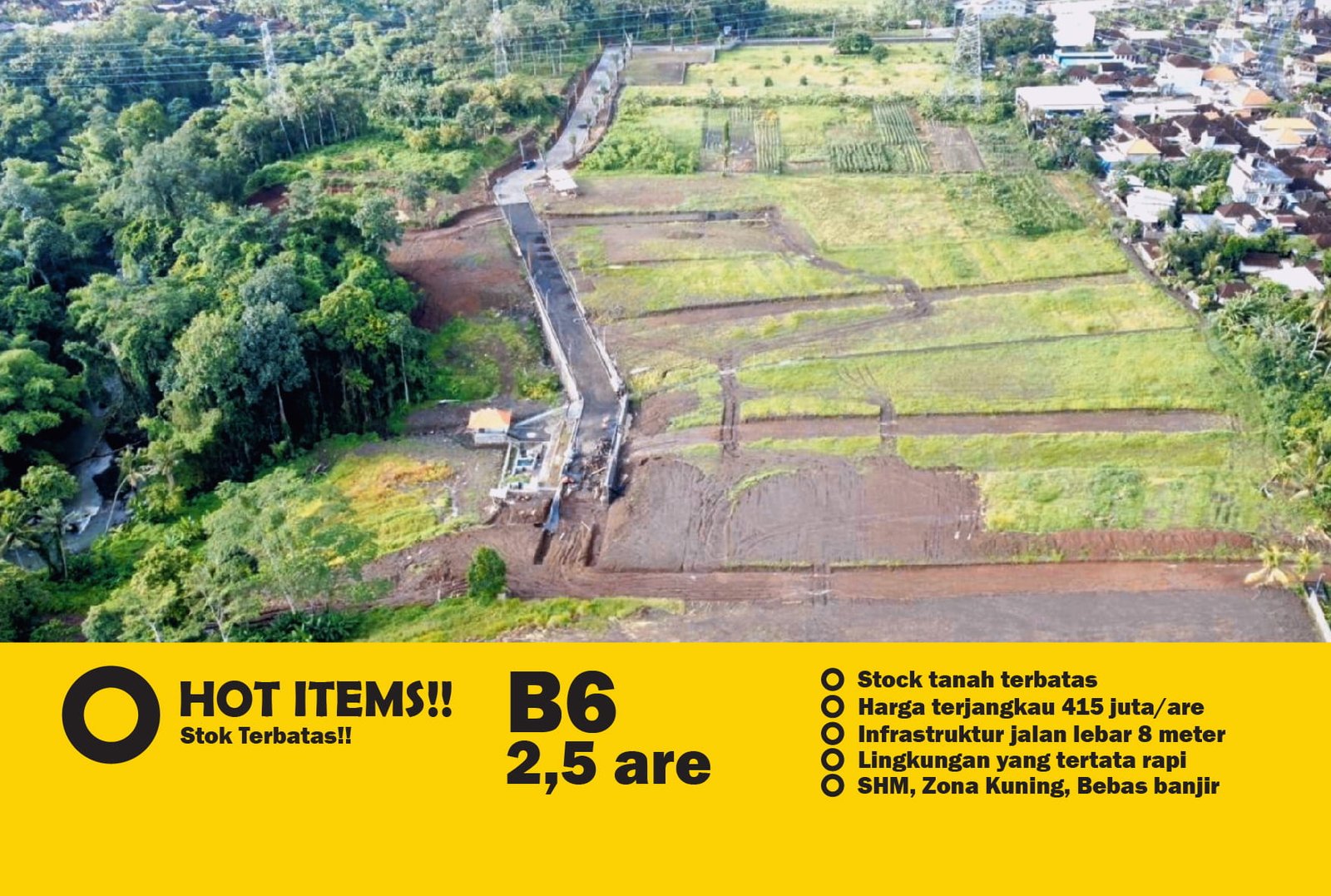 Jual Tanah Murah Bali 415 Juta AreZona Kuning Tabanan Kavling B6 & B7 1