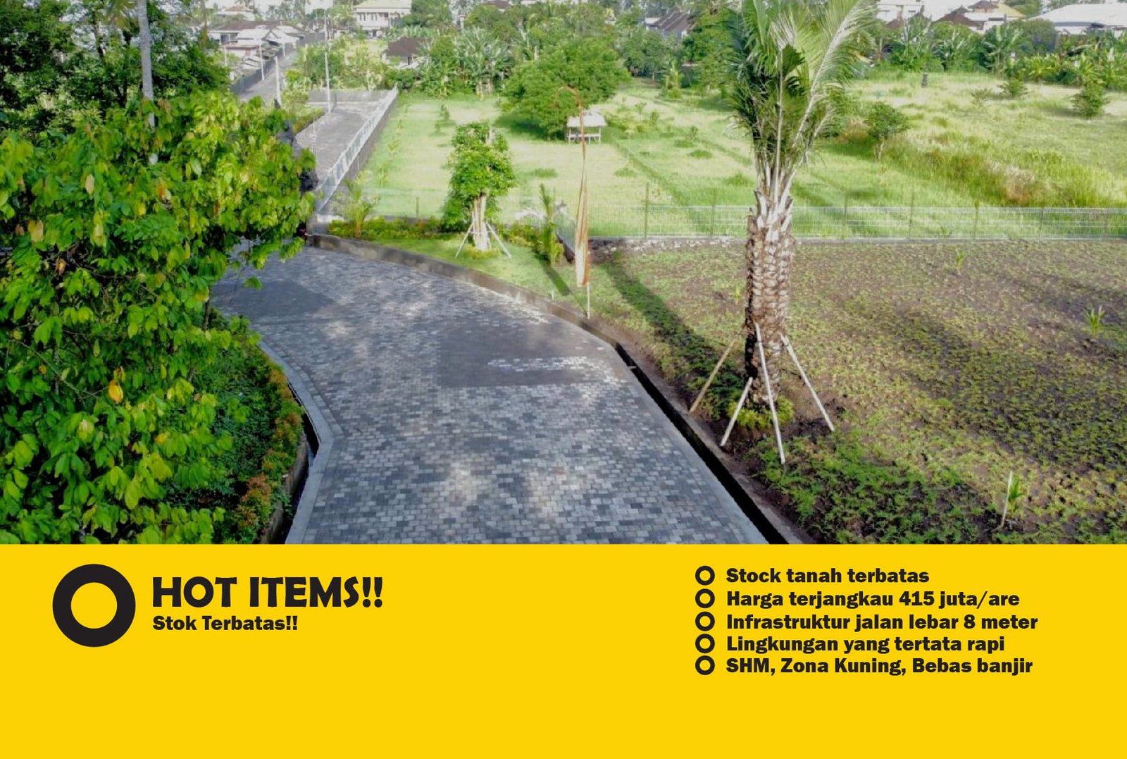 Jual Tanah Murah di Bali 450 JutaAre Zona Kuning Tabanan, Pandak Gede, Kediri Kavling A11