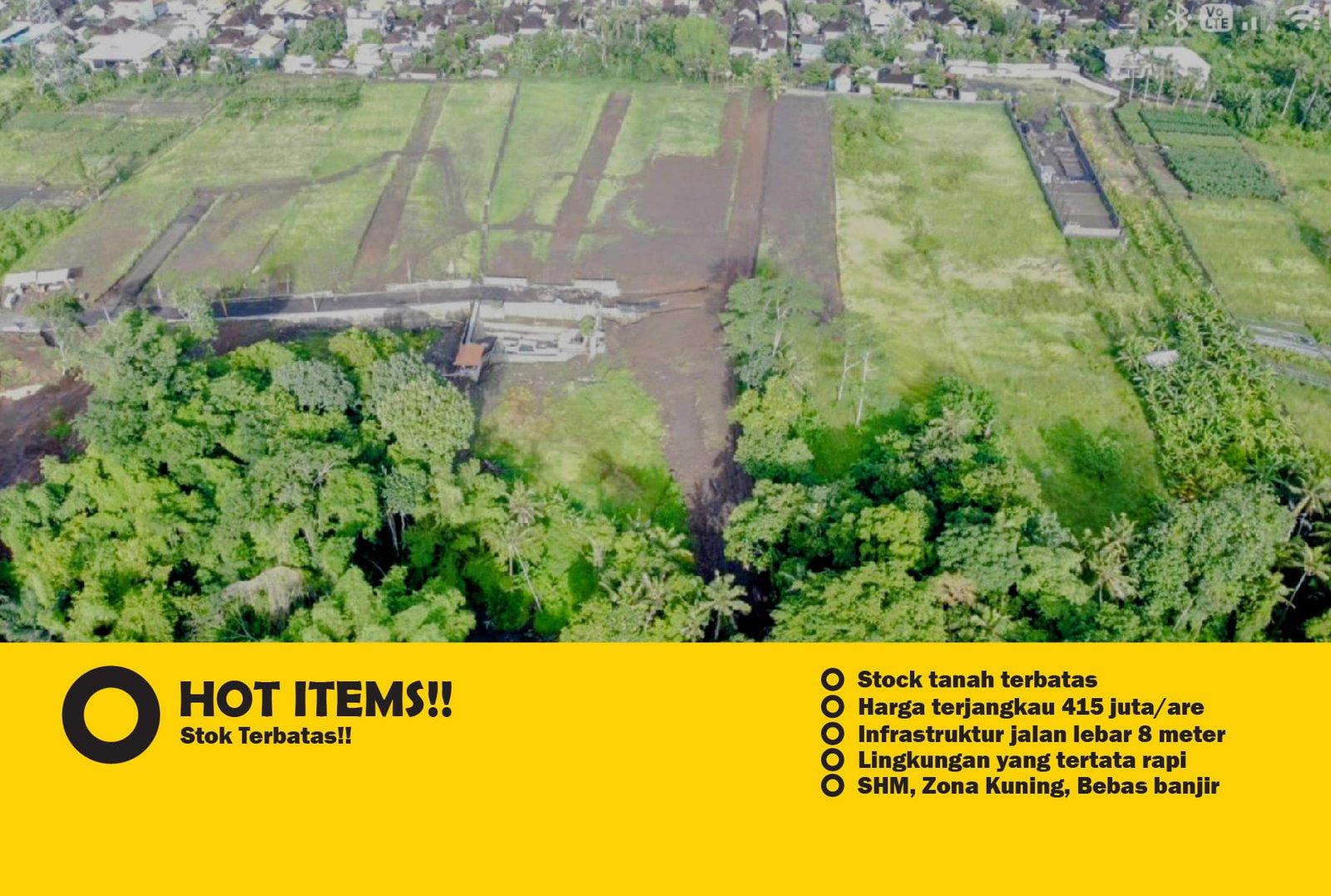 Jual Tanah Murah di Bali 450 JutaAre Zona Kuning Tabanan, Pandak Gede, Kediri Kavling A11