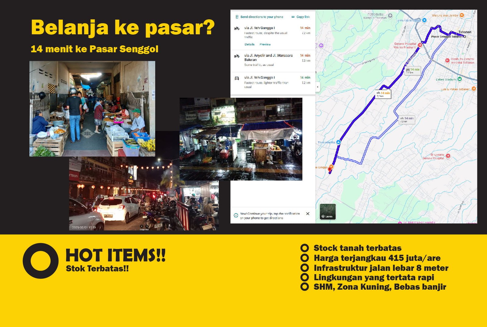 Jual Tanah Murah di Bali 450 JutaAre Zona Kuning Tabanan, Pandak Gede, Kediri Kavling A11