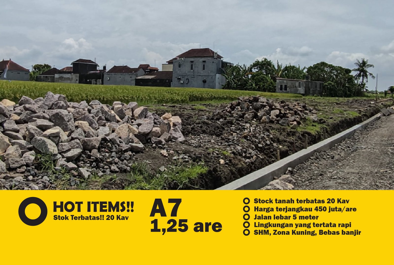 Jual Tanah Murah di Bali 450 JutaAre Zona Kuning Tabanan, Pandak Gede, Kediri Kavling A7 2