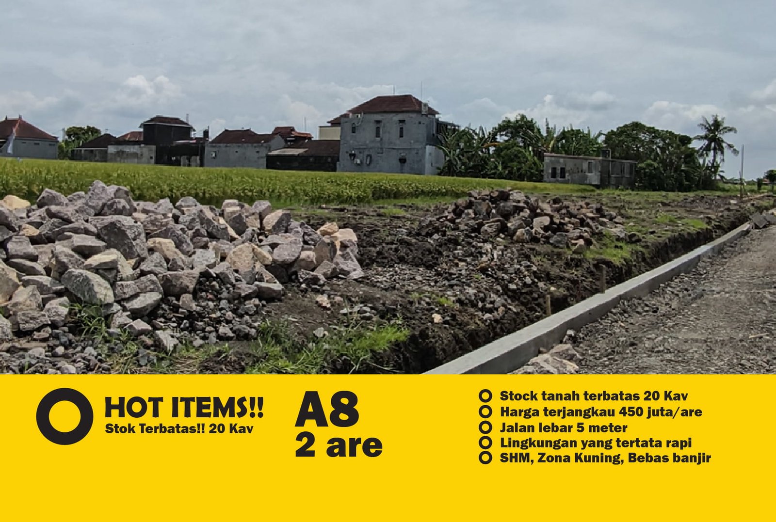 Jual Tanah Murah di Bali 450 JutaAre Zona Kuning Tabanan, Pandak Gede, Kediri Kavling A8 1